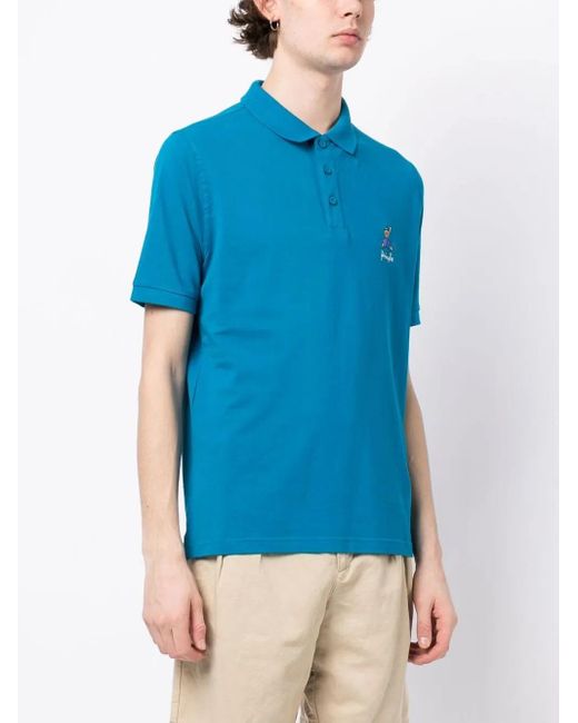 Pringle of Scotland Blue Geometric George Golf Polo Shirt