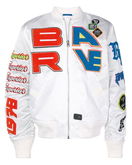 DIESEL Patch Bomber Jacket in White for 