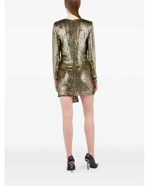 Roberto Cavalli Green Fil Coupé Leopard-Print Mini Dress