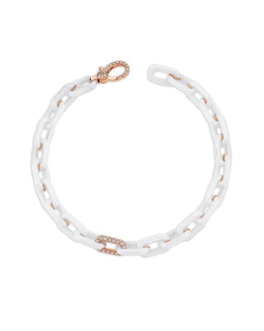 SHAY White 18K Rose Mini Cable-Link Diamond Bracelet