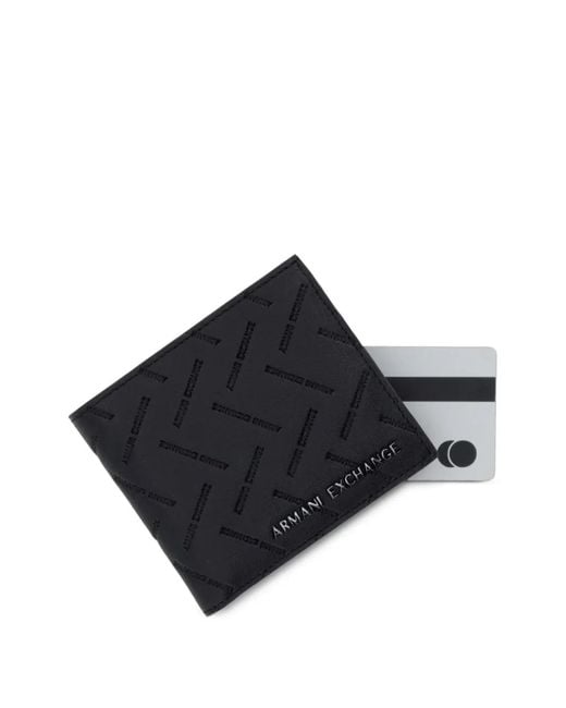 ARMANI EXCHANGE Black Portefeuille Pliant À Logo Embossé for men