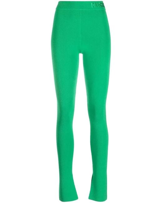Patrizia Pepe Green Logo-Waistband Mid-Rise Trousers