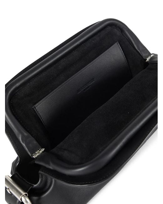 Ann Demeulemeester Gray Buckle-Detail Leather Clutch Bag