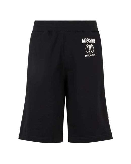Moschino Black Logo-Print Side-Stripe Shorts for men