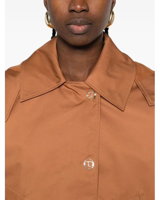 Twinset Brown Button-Fastening Pocket Jacket