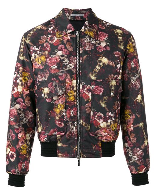 Dior Homme Multicolor Floral Print Bomber Jacket for men