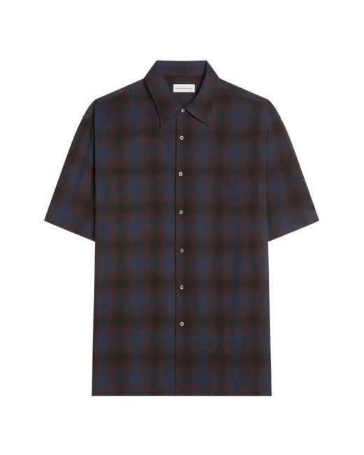 Dries Van Noten Black Short-Sleeve Viscose Shirt for men