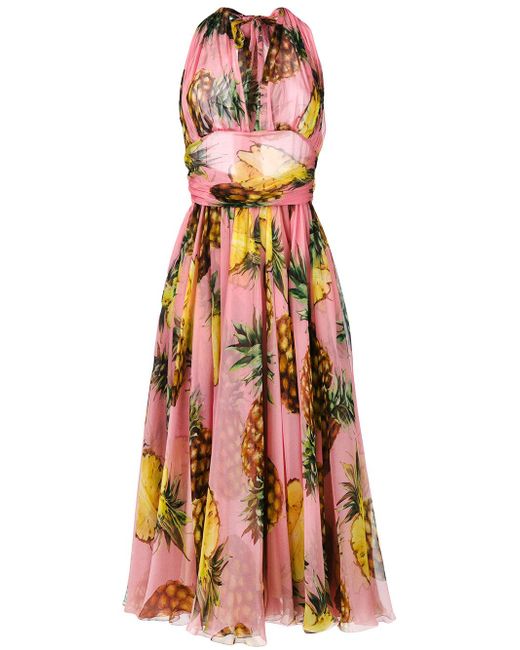 Dolce & Gabbana Multicolor Dress With Pineapple Print