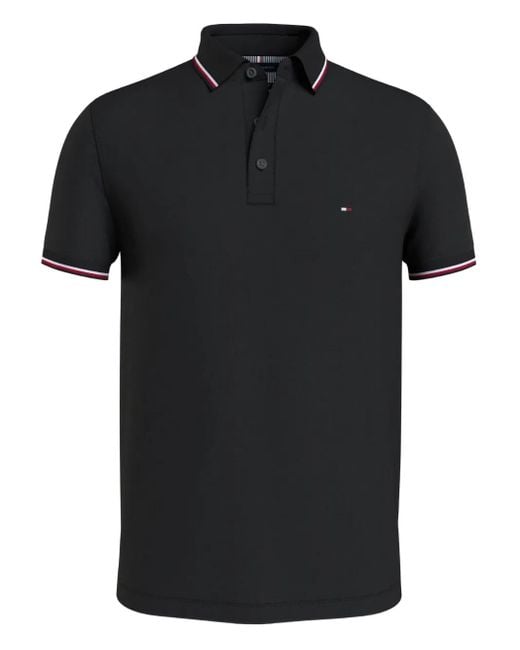メンズ Tommy Hilfiger ストライプディテール ポロシャツ Black