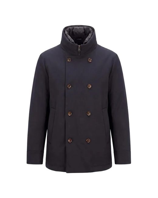 Montecore Blue Double-Breasted High-Neck Jacket for men