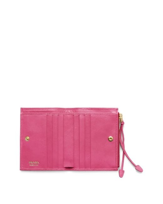 Prada Pink Triangle-Logo Small Wallet