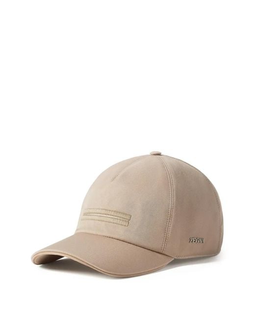 Zegna Natural Light Taupe Microfiber Motorin Baseball Cap for men