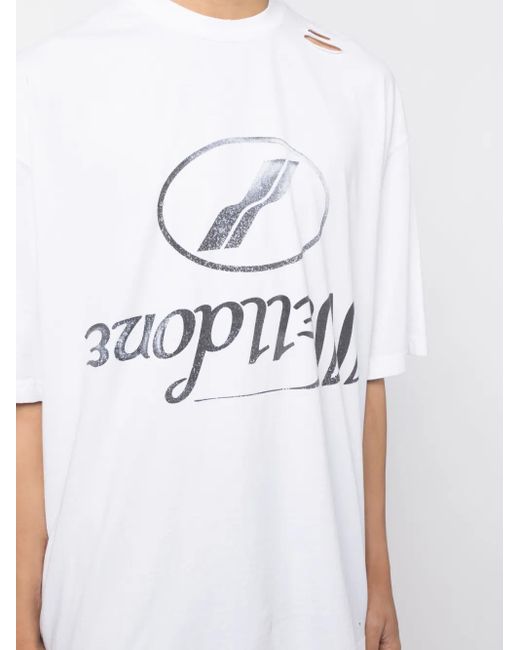 we11done White Logo-Print Cotton T-Shirt for men