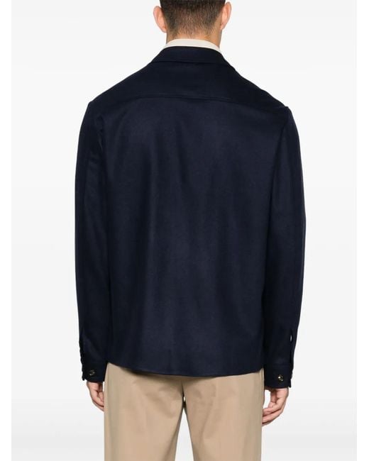 Eleventy Blue Fleece Shirt Jacket for men