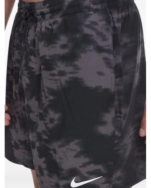 Nike White Acid-Wash Logo-Print Swim Shorts for men