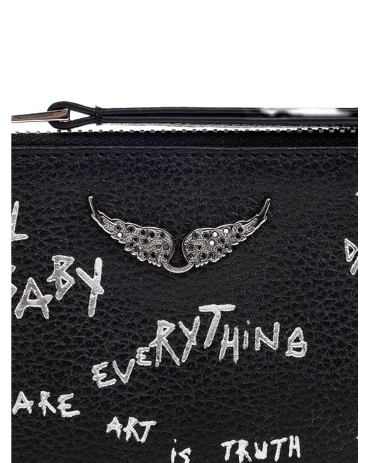 Zadig & Voltaire Black Zv Card Grained Graffiti