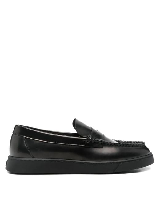 Referenc Black Penny Leather Loafers for men