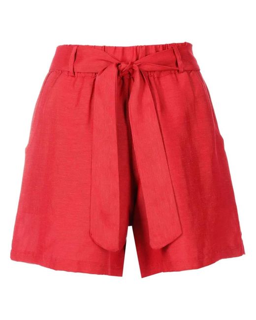 Amir Slama Red Belted Elasticated Short Shorts