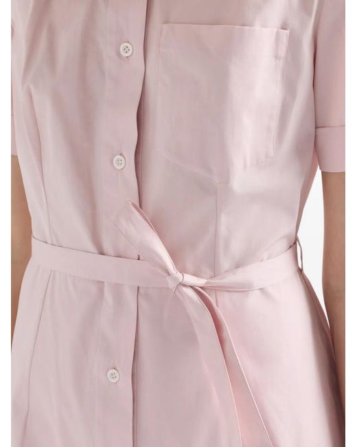 Prada Pink Embroidered Poplin Shirt Dress