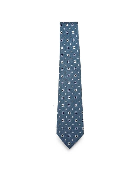 Kiton Blue Geometric-Pattern Tie for men