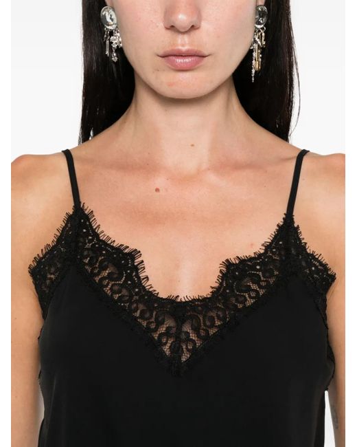 Nissa Black Lace-Trim Top