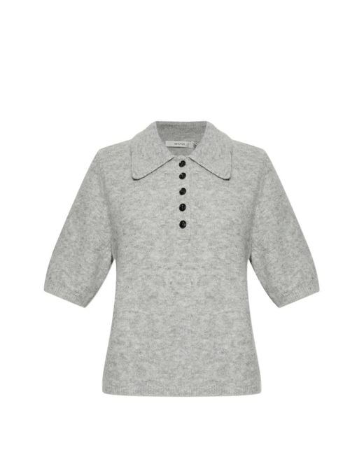 Gestuz Gray Button Collared Knitwear