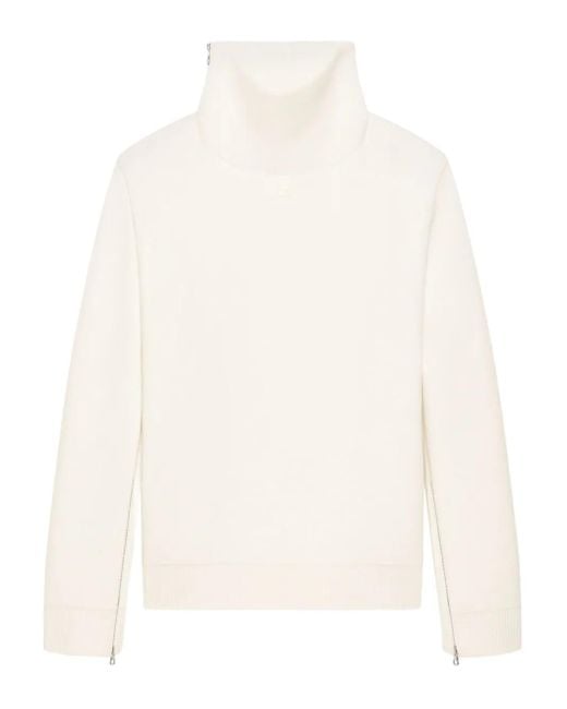 Courreges White High-Neck Zip-Detail Sweater