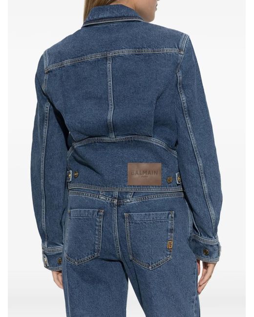 Balmain Blue Logo-Button Denim Jacket