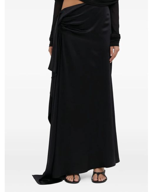 Christopher Esber Black Draped-Ruffle Long Skirt