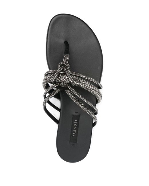 Casadei White Crystal-embellished Flat Sandals