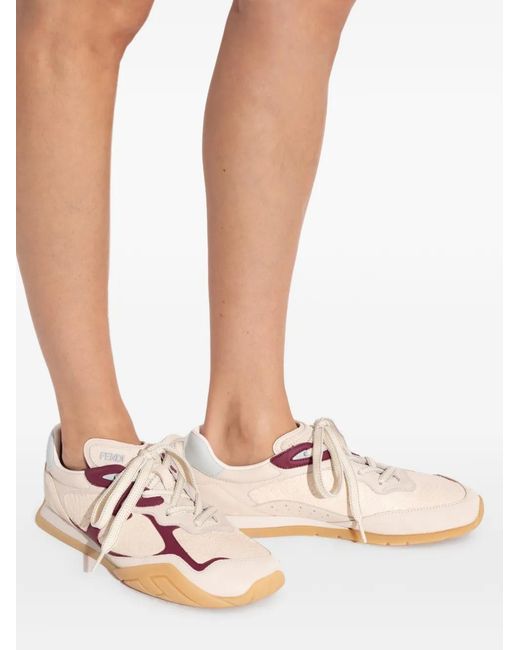 Fendi Pink Wave Pulse Leather Low-Tops Sneakers