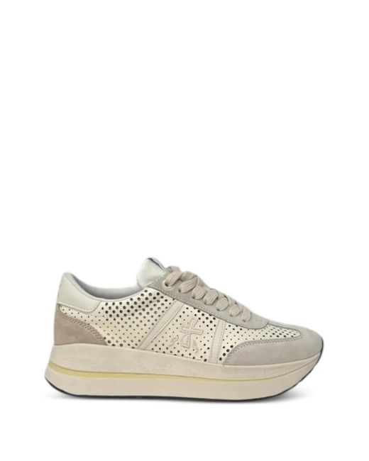 Premiata White Bethcoin 8171 Perforated Platform Sneakers