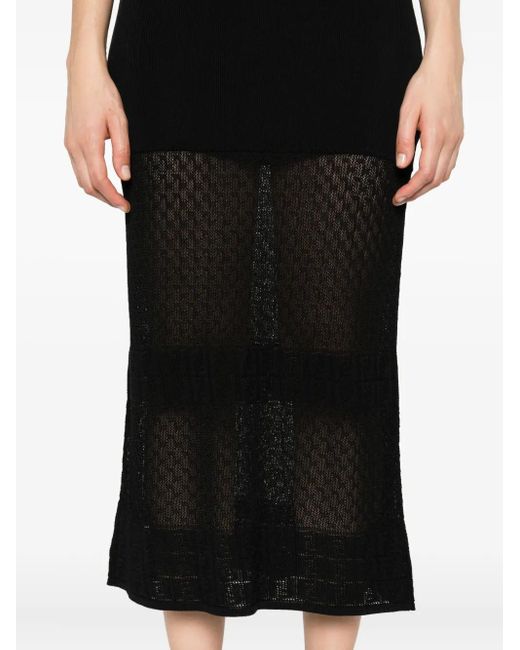 Fendi Gebreide Midi-Jurk Met Vlakken in het Black