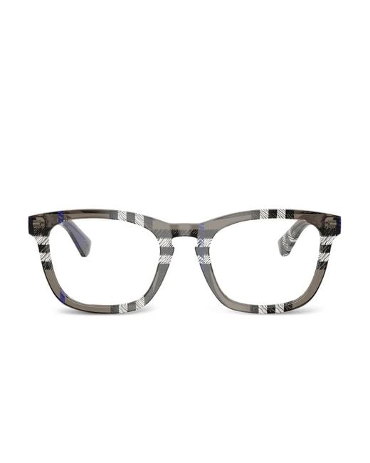 Burberry Eckige Brille Mit Karomuster in Gray für Herren