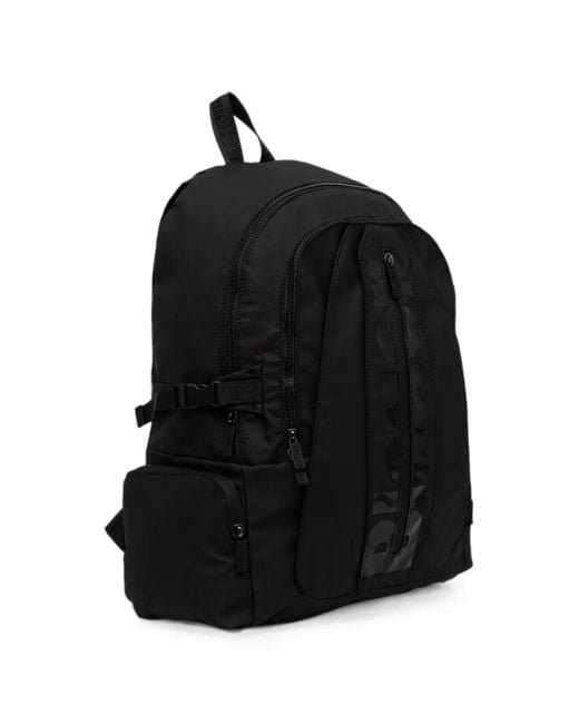 Blauer Black Logo-Print Zip-Pocket Backpack for men