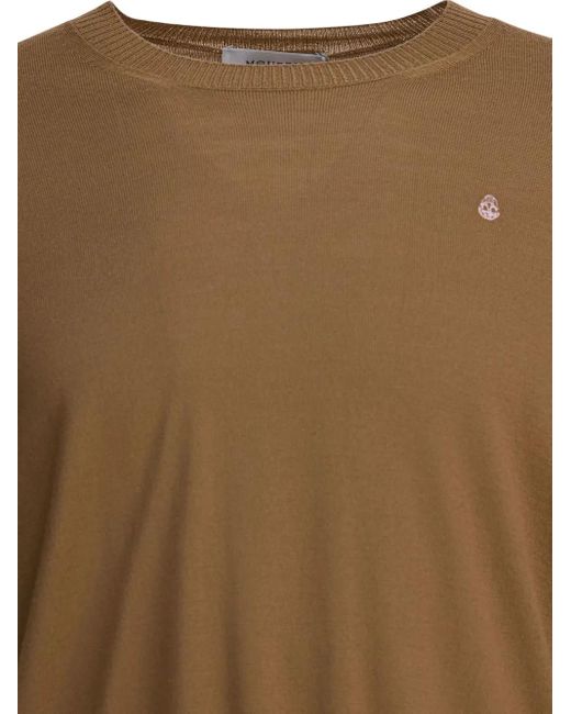 McQueen Brown Crew-Neck Wool Sweater for men