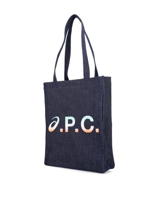 A.P.C. Blue X Asics Logo-Print Tote Bag