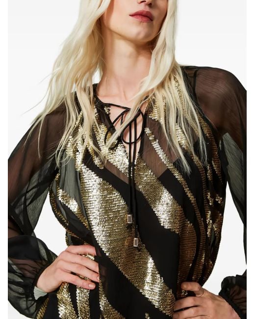 Twinset Black Bluse Mit Pailletten