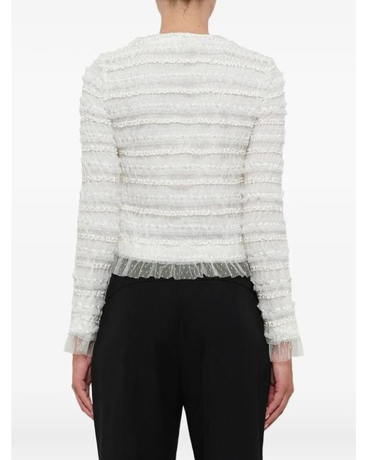 Givenchy White Ruffled Sheer-Panel Jacket