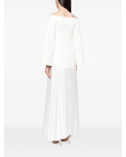 Solace London White The Rina Off-shoulder Gown