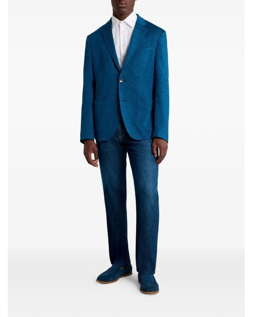 Etro Blue Single-Breasted Blazer for men