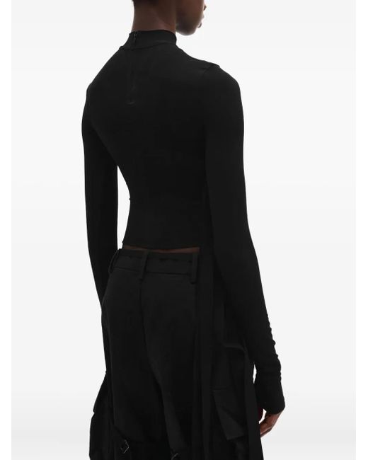 Ann Demeulemeester Wivan Cropped Long-sleeve Fitted Top Black