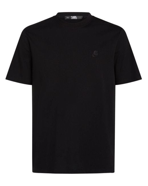 Karl Lagerfeld Black Kameo Logo-embroidered T-shirt for men