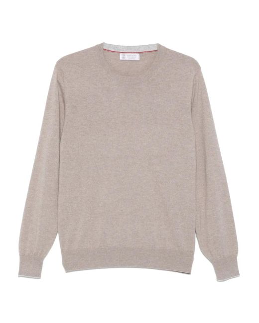Brunello Cucinelli Klassischer Kaschmirpullover in Natural für Herren