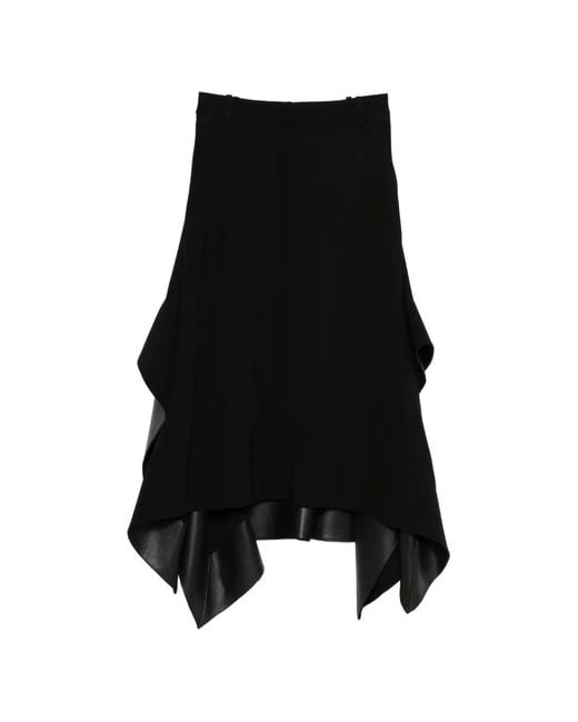 Loewe Black Belt-Loops Leather-Details Midi Skirt