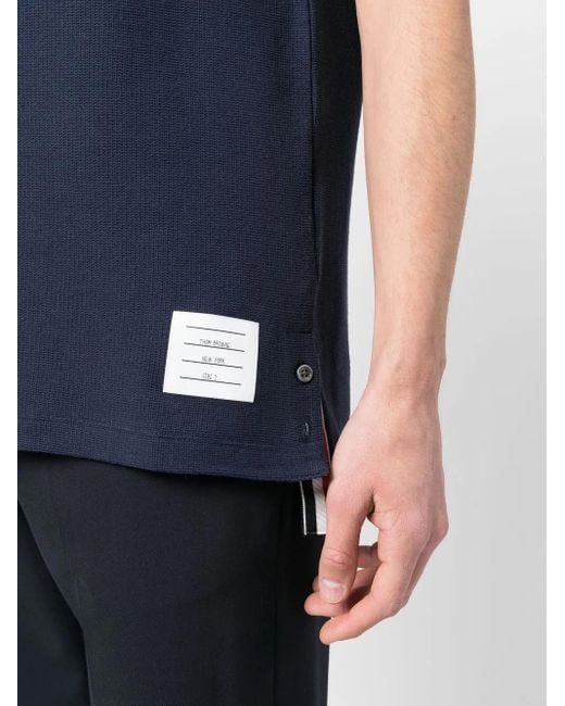 Thom Browne Blue Tri-Colour Striped Knit T-Shirt for men