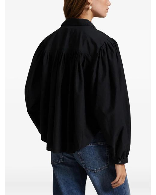 Polo Ralph Lauren Black Puffed-Sleeve Button-Up Shirt