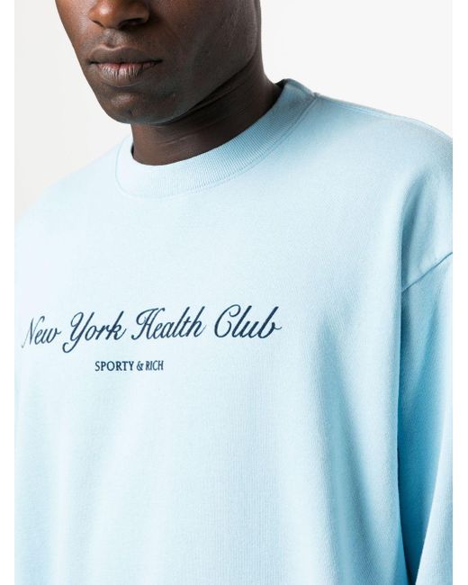 Sporty u0026 Rich Logo-print Cotton Sweatshirt in Blue for Men | Lyst Canada