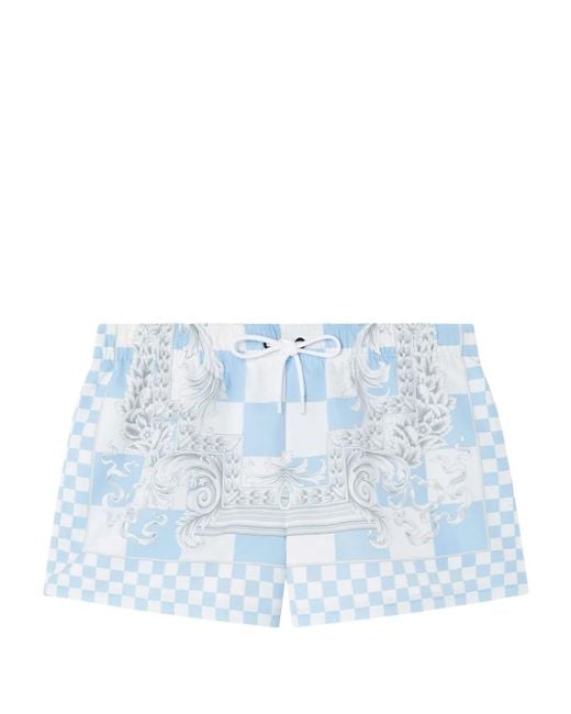 Bañador con estampado barroco Versace de hombre de color Blue