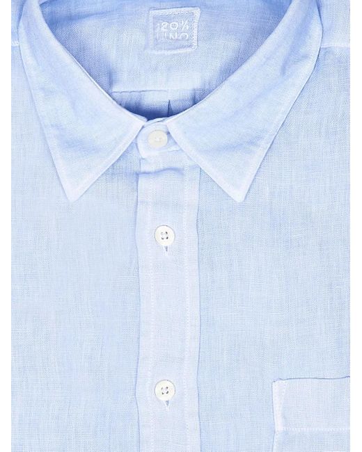 120% Lino Blue Linen Shirt for men